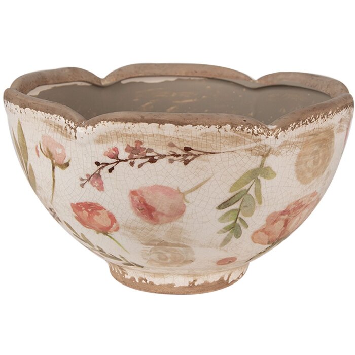 Керамический горшок Clayre & Eef, бежево-розовый, 21x12 см