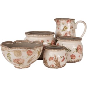 Керамический горшок Clayre & Eef, бежево-розовый, 21x12 см