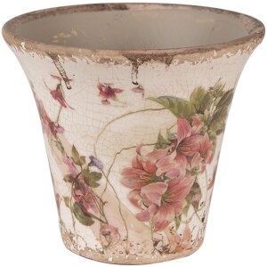 Керамическая ваза Clayre & Eef, бежево-розовая, 13x11 см