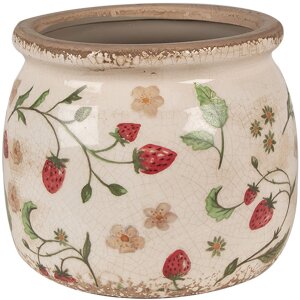 Clayre & Eef 6CE1632M Blumentopf Beige Rot Keramik...