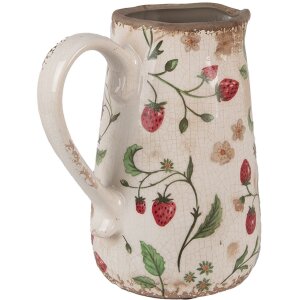 Декоративный керамический горшок Clayre & Eef, бежево-красный, 17x12x18 см