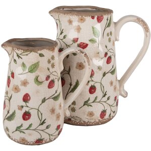 Декоративный керамический горшок Clayre & Eef, бежево-красный, 17x12x18 см