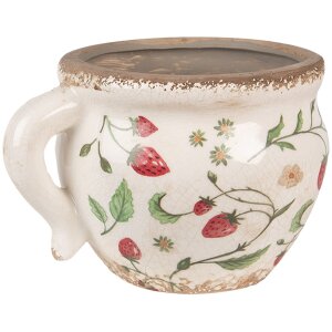 Clayre & Eef 6CE1635 Цветочный горшок бежево-красный керамический 17x14x12 см стиль кантри