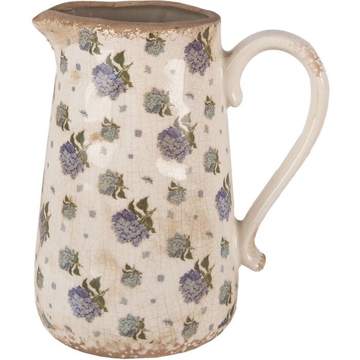 Clayre & Eef 6CE1640L Dekorativer Krug Beige Blau 21x15x23 cm