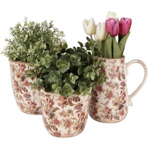 Clayre & Eef 6CE1649S Blumentopf für Innen Beige Rosa 13x13 cm