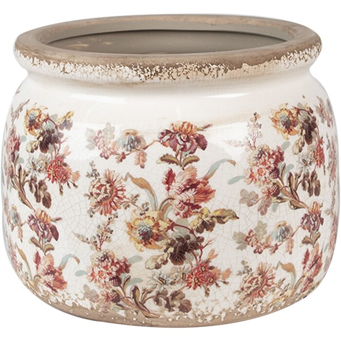 Clayre & Eef 6CE1650L Blumentopf Beige Rosa 20x15 cm für Innen