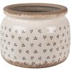 Clayre & Eef 6CE1653L Blumentopf Beige Schwarz Ø20x15 cm Keramik Herzmuster