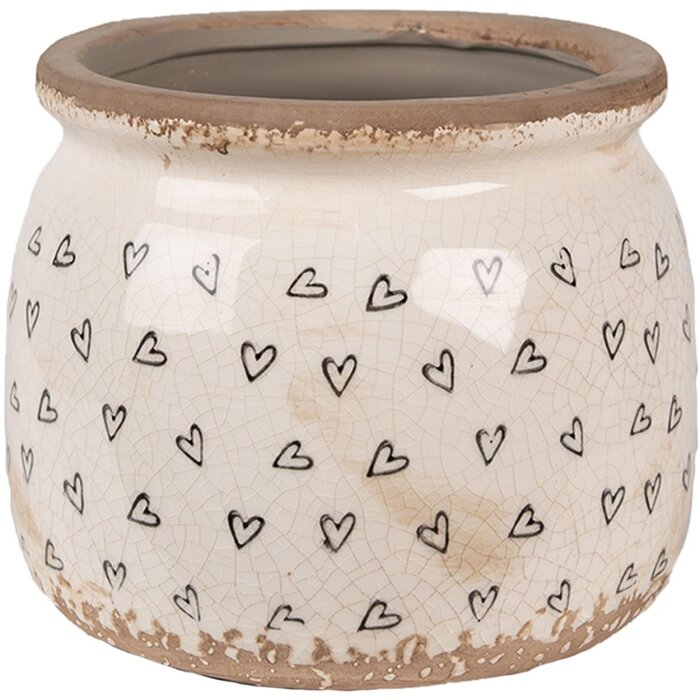 Clayre & Eef 6CE1653M Blumentopf für Innen Beige Schwarz Ø 16x13 cm