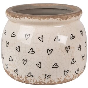 Clayre & Eef 6CE1653S Blumentopf Beige Schwarz 12x10...