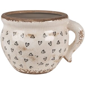 Clayre & Eef 6CE1655L Blumentopf Beige Schwarz...