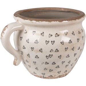 Керамический цветочный горшок Clayre & Eef, бежево-чёрный, 17x14x12 см