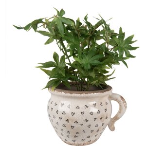 Керамический цветочный горшок Clayre & Eef, бежево-чёрный, 17x14x12 см