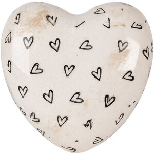 Clayre & Eef 6CE1656 Deko Herz Beige Schwarz 11x11x4 cm