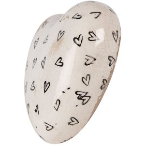 Clayre & Eef 6CE1656 Deko Herz Beige Schwarz 11x11x4 cm