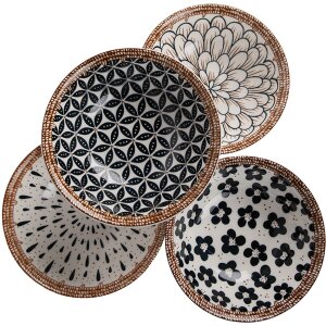 Clayre & Eef 6CEBO0064 Suppenschüssel Weiß Schwarz 15x5 cm 300ml