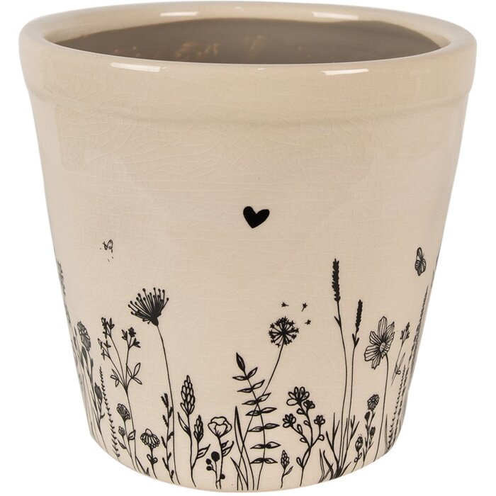 Кашпо Clayre & Eef, бежевое и черное, Ø 21x20 см