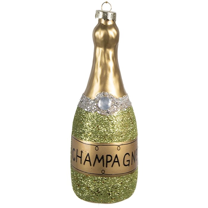 Clayre & Eef 6GL4345 Weihnachtsanhänger Grün Goldfarbig Ø 5x14 cm