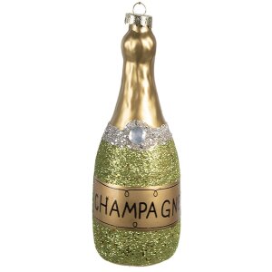 Clayre & Eef 6GL4345 Weihnachtsanhänger Grün Goldfarbig Ø 5x14 cm