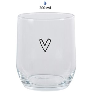 Clayre & Eef 6GL4399 Wasserglas Transparent 300 ml Herzmotiv