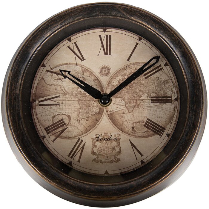 Clayre & Eef 6KL0801 Wanduhr Braun Beige Ø 23x5 cm