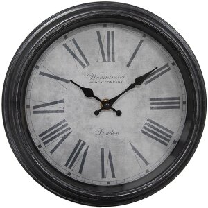 Clayre & Eef 6KL0804 Wanduhr Schwarz Grau 25x4 cm...