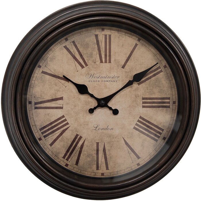 Clayre & Eef 6KL0808 Wanduhr Braun Ø 29x5 cm 1xAA Batterie