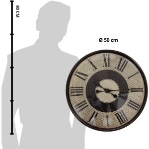 Clayre & Eef 6KL0814 Wanduhr Braun Beige Ø 50x6 cm 1xAA Batterie