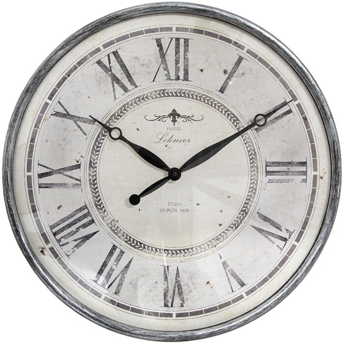 Clayre & Eef 6KL0815 Wanduhr Grau Beige 50x6 cm 1xAA Batterie