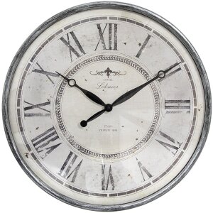 Clayre & Eef 6KL0815 Wanduhr Grau Beige 50x6 cm 1xAA...