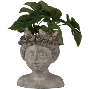 Clayre & Eef 6PR3896 Blumentopf für Innen Grau 22x20x26 cm