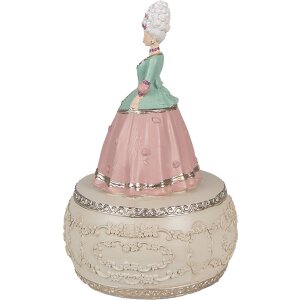 Clayre & Eef 6PR3898 Spieluhr Rosa Weiß 12x19 cm