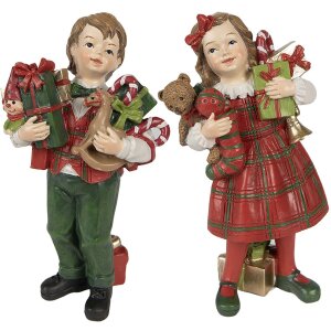Clayre & Eef 6PR3920 Dekoration Kinder Rot Grün 7x6x13 7x5x13 cm 2 Stück
