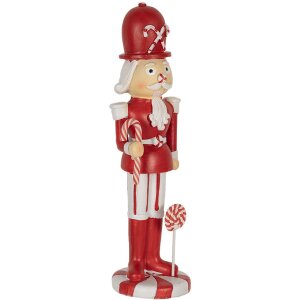 Clayre & Eef 6PR3984 Dekoration Nussknacker Rot Weiß 7x7x23 cm