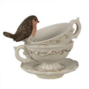 Clayre & Eef 6PR4924 Deko Tasse Weiß 10x7x8 cm