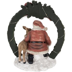 Clayre & Eef 6PR4959 Weihnachtsdeko Standbild Weihnachtsmann mit LED Rot Grün 19x12x23 cm
