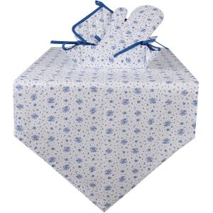 Тканевое покрытие Clayre & Eef BRB65, бежево-синее, 50x160 см