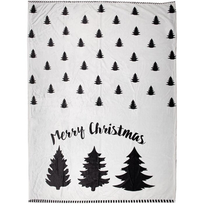 Clayre & Eef BWX60-2 Plaid Weiß Schwarz 130x170 cm