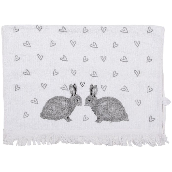 Clayre & Eef CTBSL2 Gästetuch Weiß Grau 40x66 cm