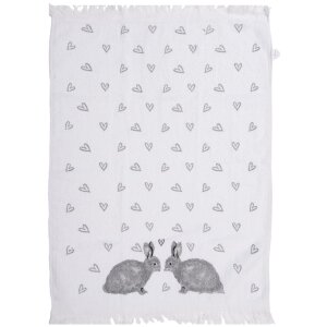 Clayre & Eef CTBSL2 Gästetuch Weiß Grau...