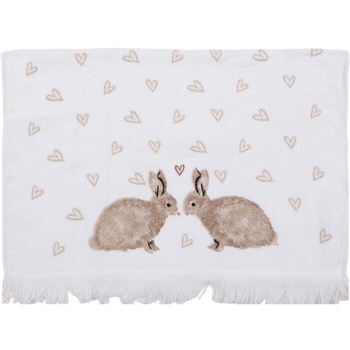 Салфетка для гостей Clayre & Eef белая с коричневыми зайчиками 40x66 см