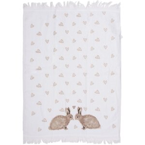 Салфетка для гостей Clayre & Eef белая с коричневыми...