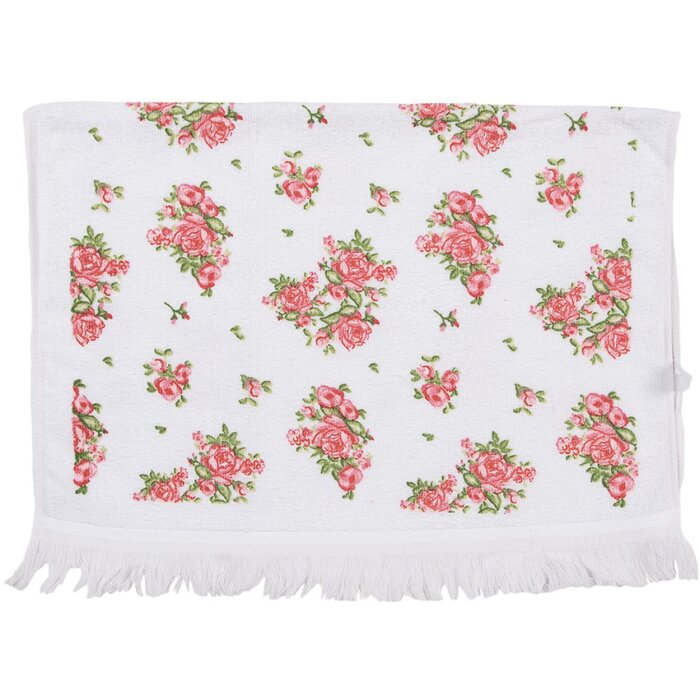 Clayre & Eef CTSWR Gästetuch Weiß Rosa 40x66 cm