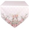 Clayre & Eef FEB65-1 Настольная скатерть розовая 50x160 см Хлопковый мотив зайчика