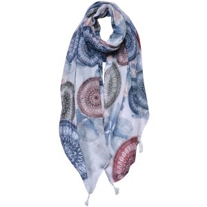 Juleeze JZSC0691BL Schal Damen Muster Blau 90x180 cm
