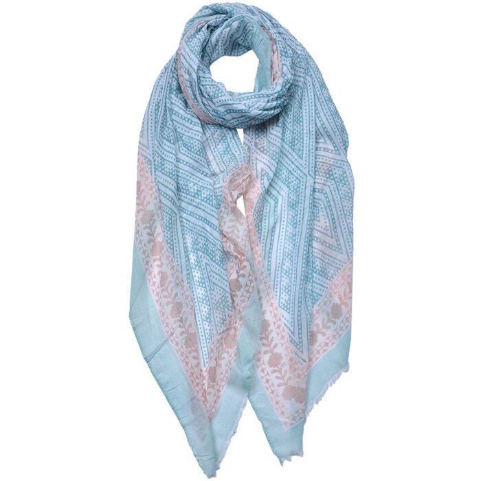 Шарф Juleeze JZSC0692BL с узором, синий, 90x180 см