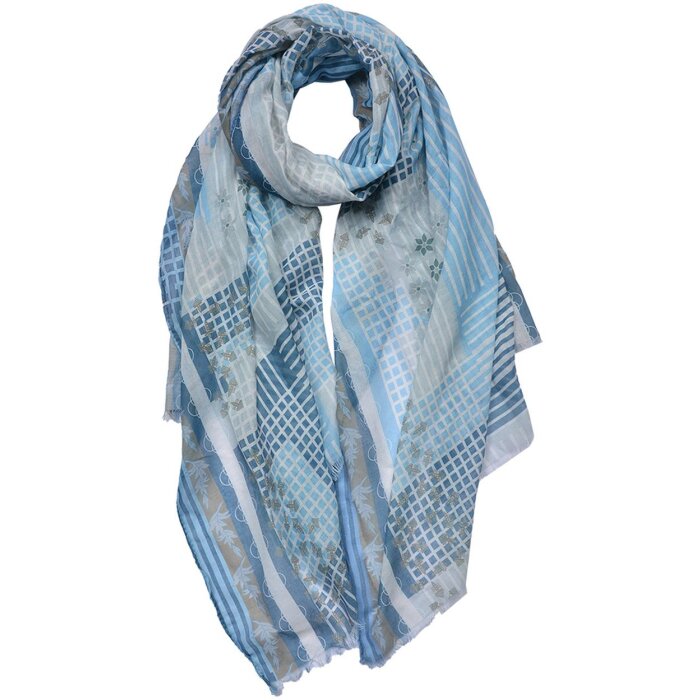 Juleeze JZSC0703 Schal Damen Muster Blau 70x180 cm