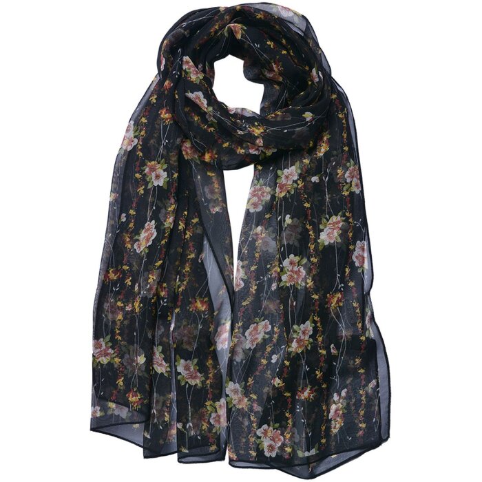 Juleeze JZSC0713Z Schal Damen Muster Schwarz 50x160 cm