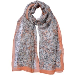 Juleeze JZSC0716O Schal Damen Muster Orange 50x160 cm
