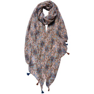 Juleeze JZSC0731 Schal Damen Muster Orange Blau 90x180 cm