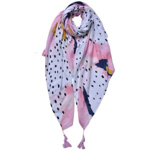 Juleeze JZSC0739 Schal Damen Muster Weiß Rosa Blau...
